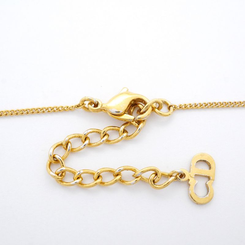 Christian Dior Necklace Dior Logo GP Plated Gold Ladies
