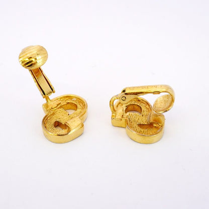 Christian Dior Earring CD Logo GP Plated Rhinestone Gold Ladies