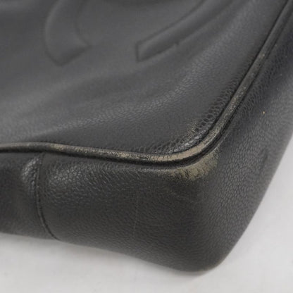 Chanel Shoulder Bag Caviar Skin Black Gold Hardware Women