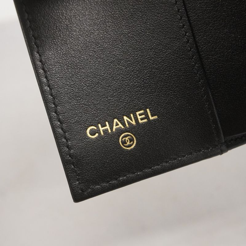 Chanel Wallet Boy Chanel Caviar Skin Black Gold Hardware Women