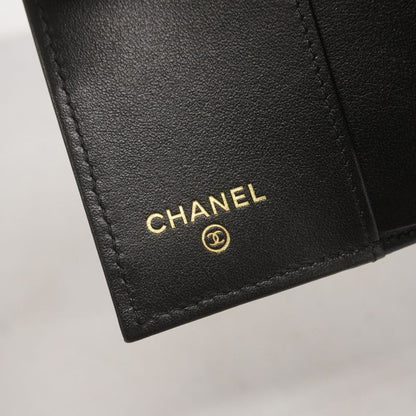 Chanel Wallet Boy Chanel Caviar Skin Black Gold Hardware Women