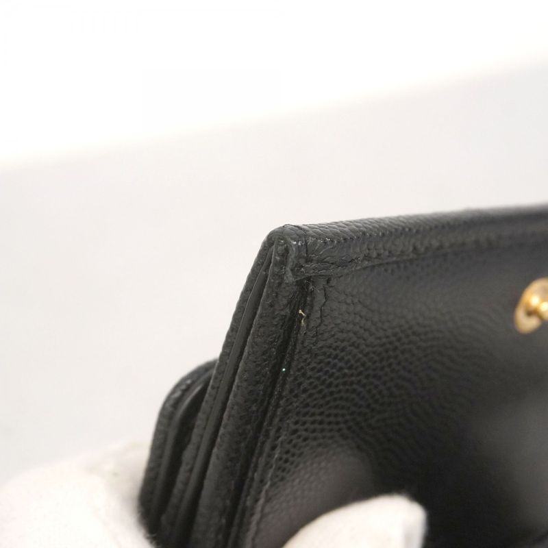 Chanel Wallet Boy Chanel Caviar Skin Black Gold Hardware Women