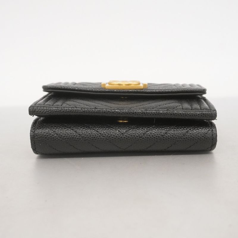 Chanel Wallet Boy Chanel Caviar Skin Black Gold Hardware Women