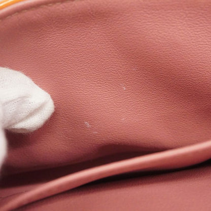 Chanel Shoulder Bag Choco Bar Patent Leather Orange Silver Hardware Women