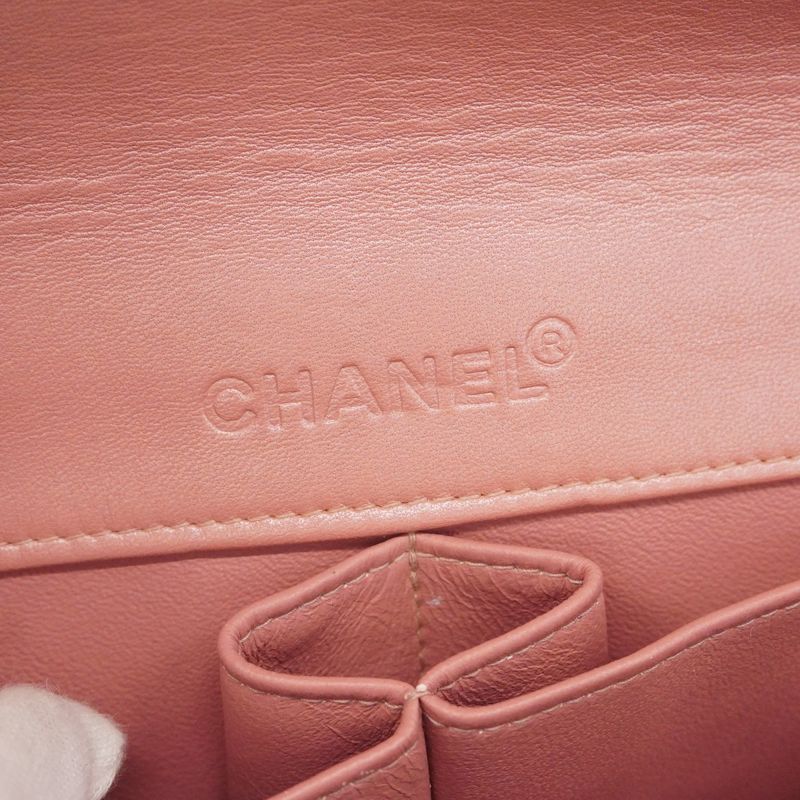 Chanel Shoulder Bag Choco Bar Patent Leather Orange Silver Hardware Women
