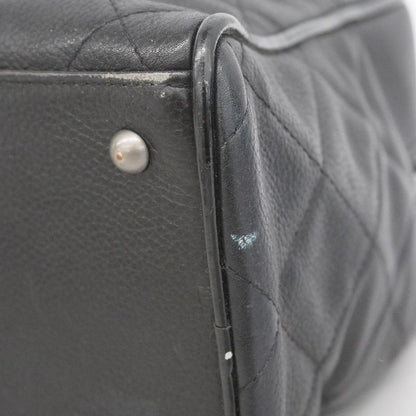 Chanel Handbag Matelasse Caviar Skin Black Silver Hardware Women