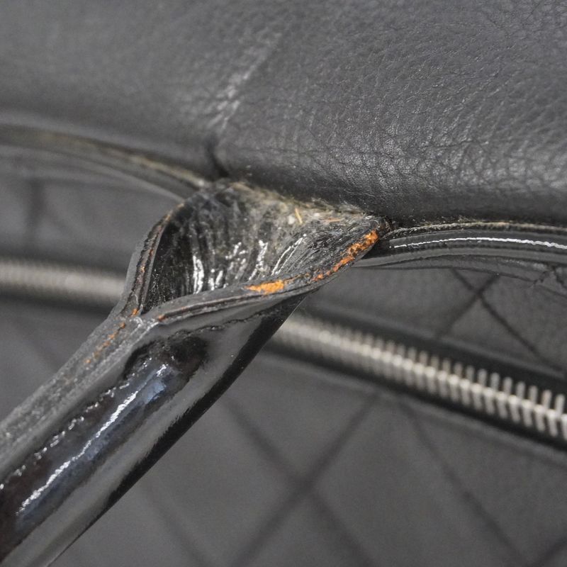 Chanel Handbag Matelasse Caviar Skin Black Silver Hardware Women