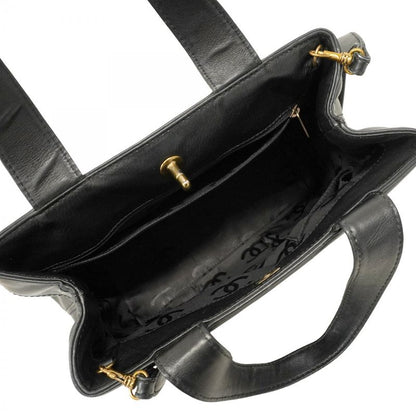 Chanel Handbag Leather Black Gold Hardware 2way Bag Ladies