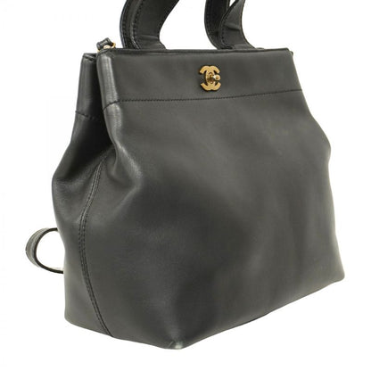 Chanel Handbag Leather Black Gold Hardware 2way Bag Ladies