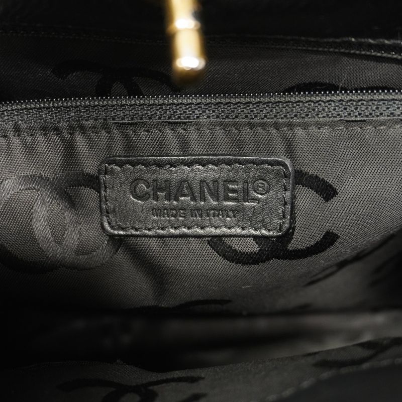 Chanel Handbag Leather Black Gold Hardware 2way Bag Ladies