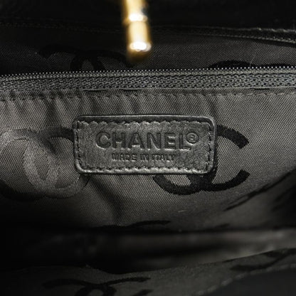 Chanel Handbag Leather Black Gold Hardware 2way Bag Ladies