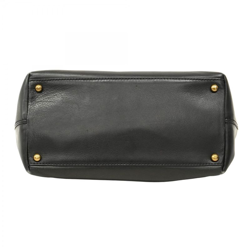 Chanel Handbag Leather Black Gold Hardware 2way Bag Ladies