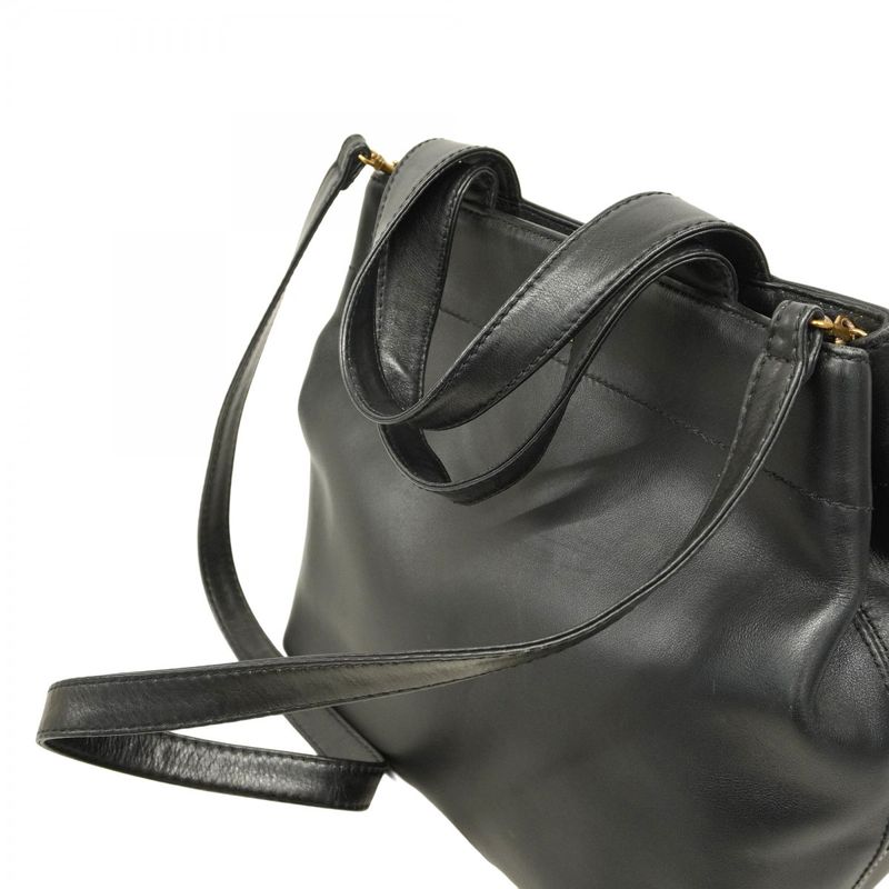 Chanel Handbag Leather Black Gold Hardware 2way Bag Ladies