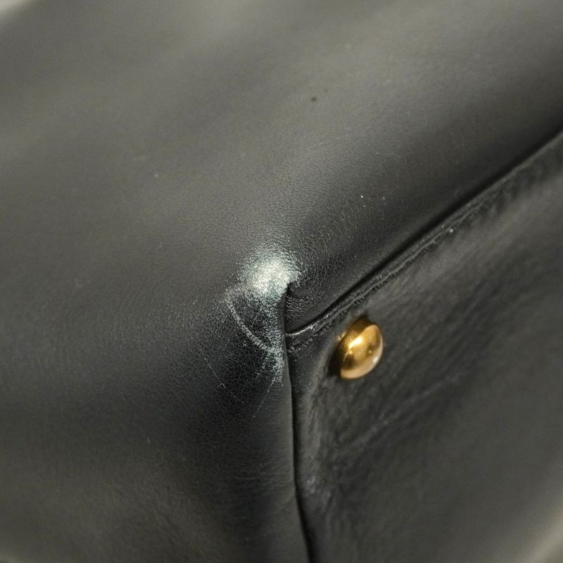 Chanel Handbag Leather Black Gold Hardware 2way Bag Ladies