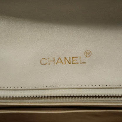 Chanel Shoulder Bag Matelasse Lambskin White Gold Hardware Women