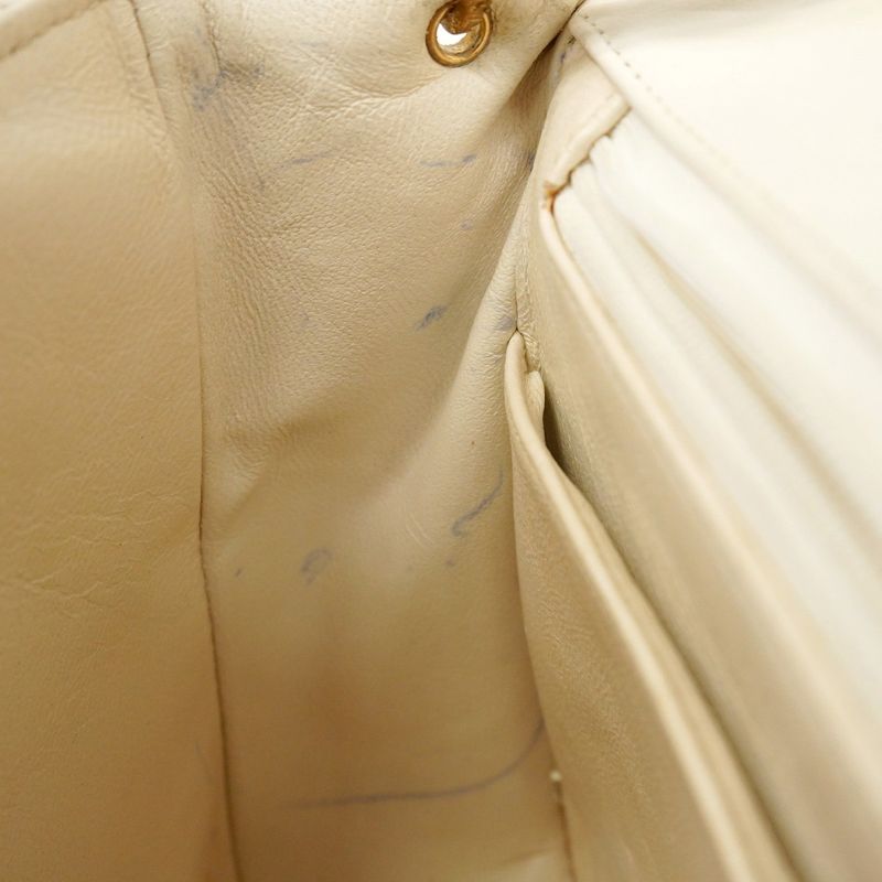 Chanel Shoulder Bag Matelasse Lambskin White Gold Hardware Women