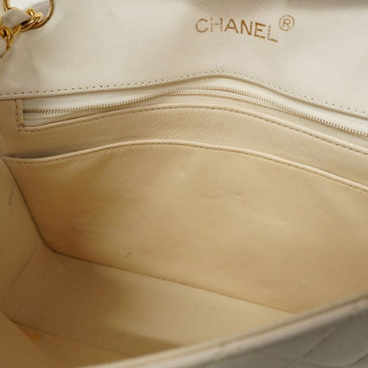 Chanel Shoulder Bag Matelasse Lambskin White Gold Hardware Women