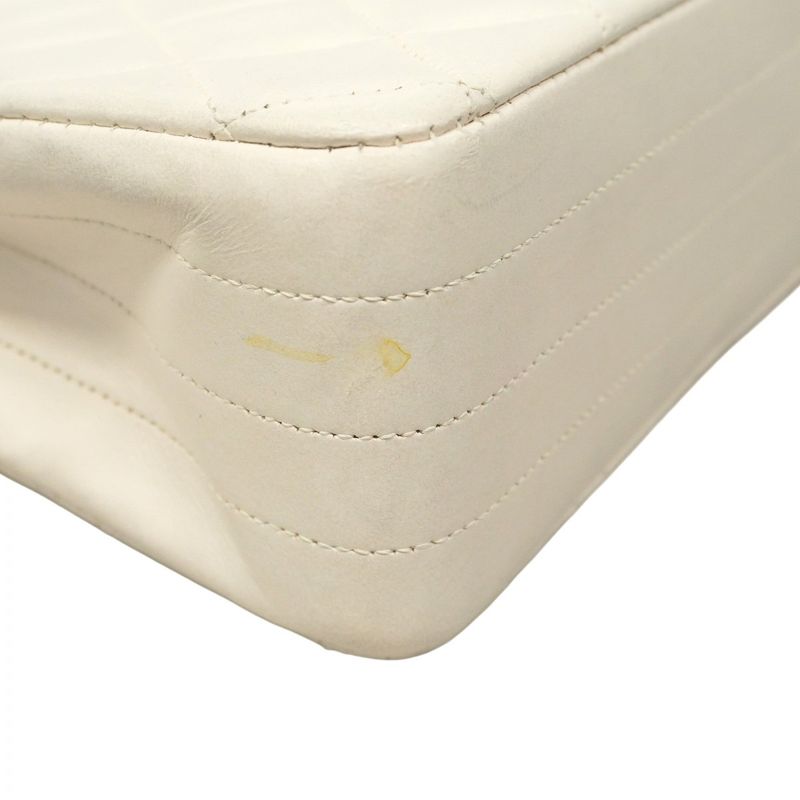 Chanel Shoulder Bag Matelasse Lambskin White Gold Hardware Women