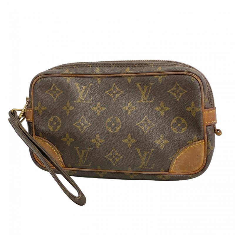 Louis Vuitton Clutch Bag Monogram Marly Dragonne PM M51827 Brown Men's