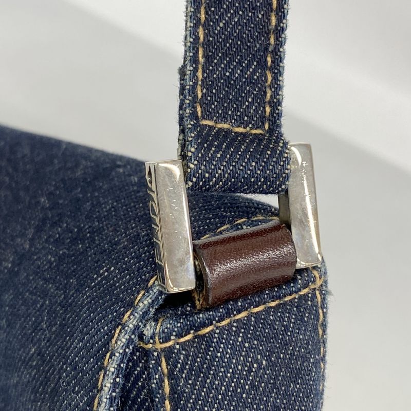 Fendi Shoulder Bag Denim Navy Silver Hardware Women