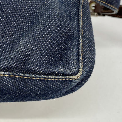 Fendi Shoulder Bag Denim Navy Silver Hardware Women