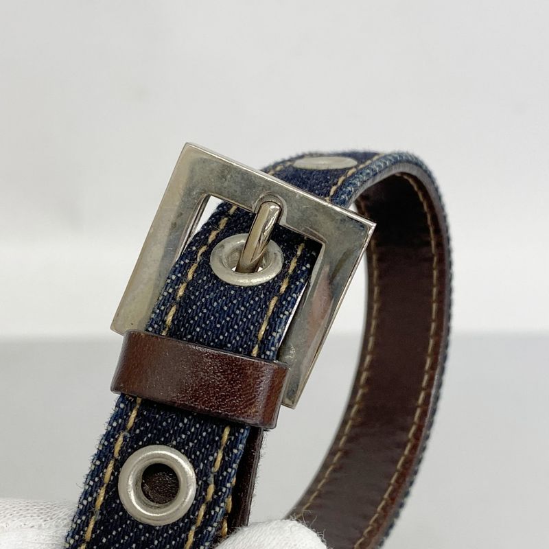 Fendi Shoulder Bag Denim Navy Silver Hardware Women