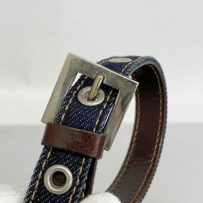 Fendi Shoulder Bag Denim Navy Silver Hardware Women