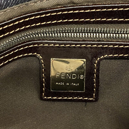Fendi Shoulder Bag Denim Navy Silver Hardware Women