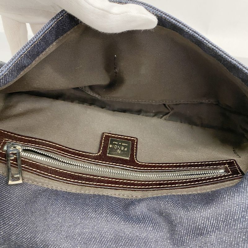 Fendi Shoulder Bag Denim Navy Silver Hardware Women