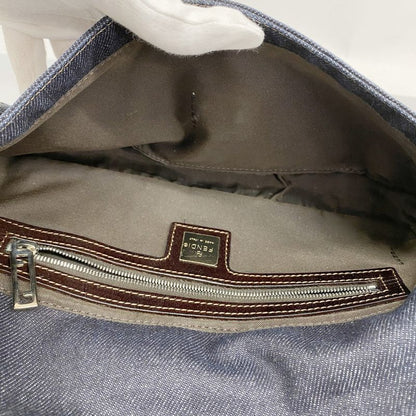 Fendi Shoulder Bag Denim Navy Silver Hardware Women