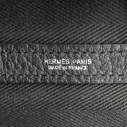 Hermes Tote Bag Garden Party PM Twirl Chevron Black Silver Hardware X Engraved