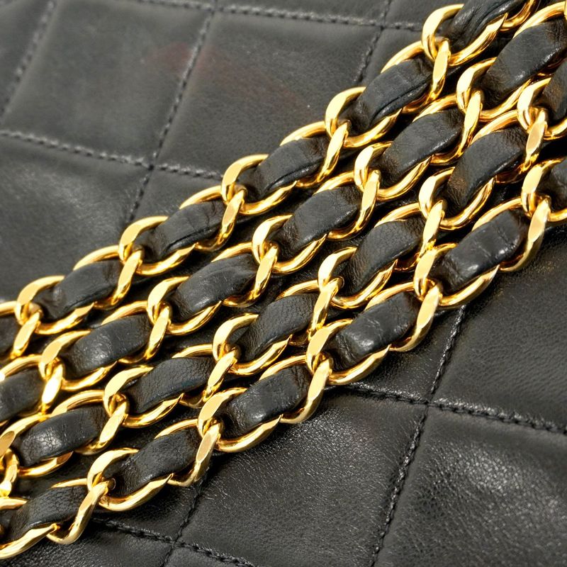 Chanel Shoulder Bag Diana Lambskin Black Gold Hardware Women