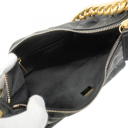 Chanel Shoulder Bag Hobo Lambskin Black Gold Hardware Women