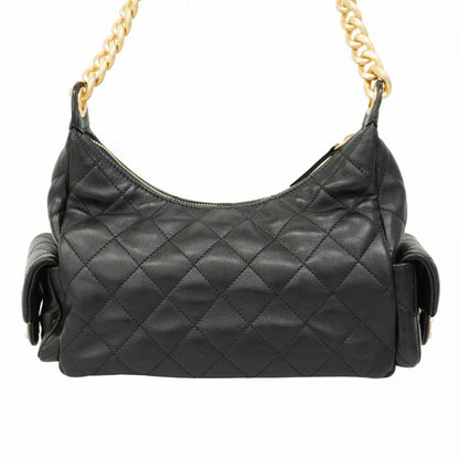 Chanel Shoulder Bag Hobo Lambskin Black Gold Hardware Women