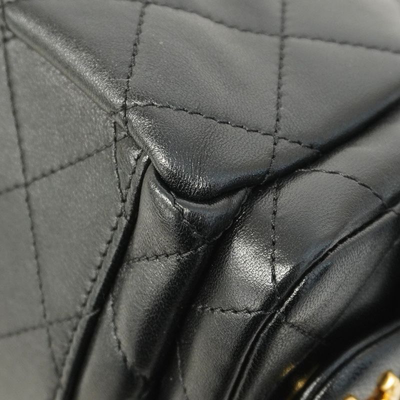 Chanel Shoulder Bag Hobo Lambskin Black Gold Hardware Women