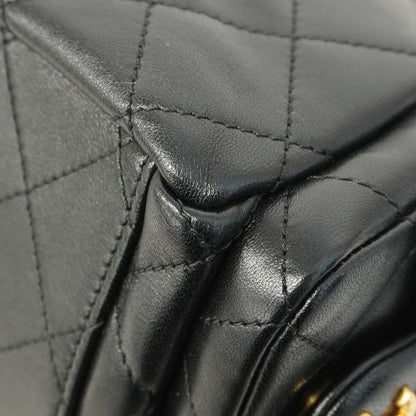 Chanel Shoulder Bag Hobo Lambskin Black Gold Hardware Women