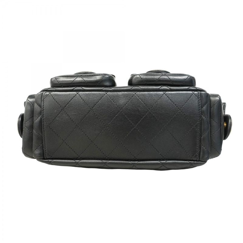 Chanel Shoulder Bag Hobo Lambskin Black Gold Hardware Women