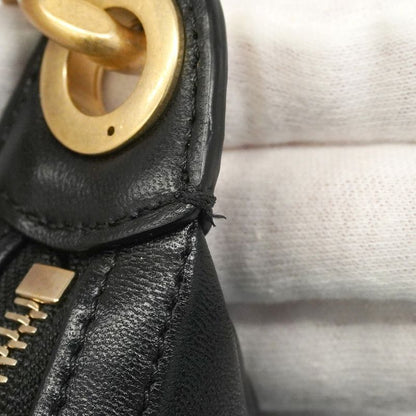 Chanel Shoulder Bag Hobo Lambskin Black Gold Hardware Women