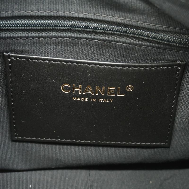 Chanel Shoulder Bag Hobo Lambskin Black Gold Hardware Women