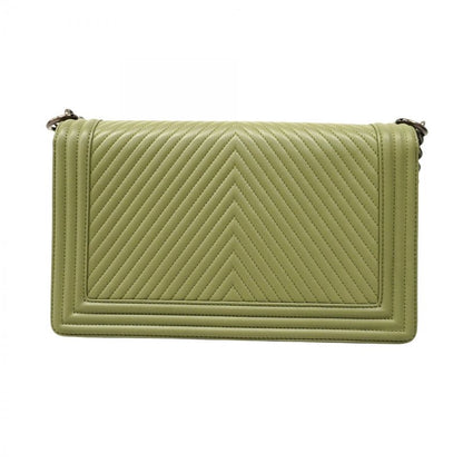 Chanel Shoulder Bag Boy Chanel/v-stitched Lambskin Green Silver Hardware Women