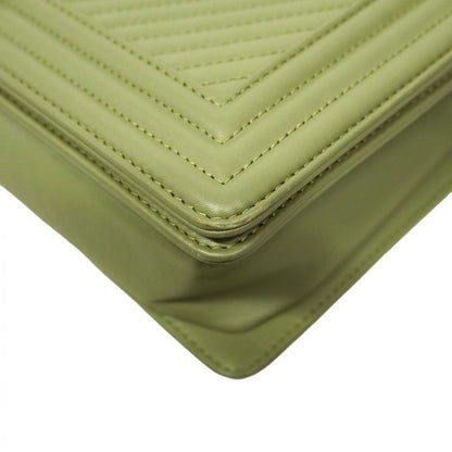 Chanel Shoulder Bag Boy Chanel/v-stitched Lambskin Green Silver Hardware Women