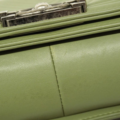 Chanel Shoulder Bag Boy Chanel/v-stitched Lambskin Green Silver Hardware Women