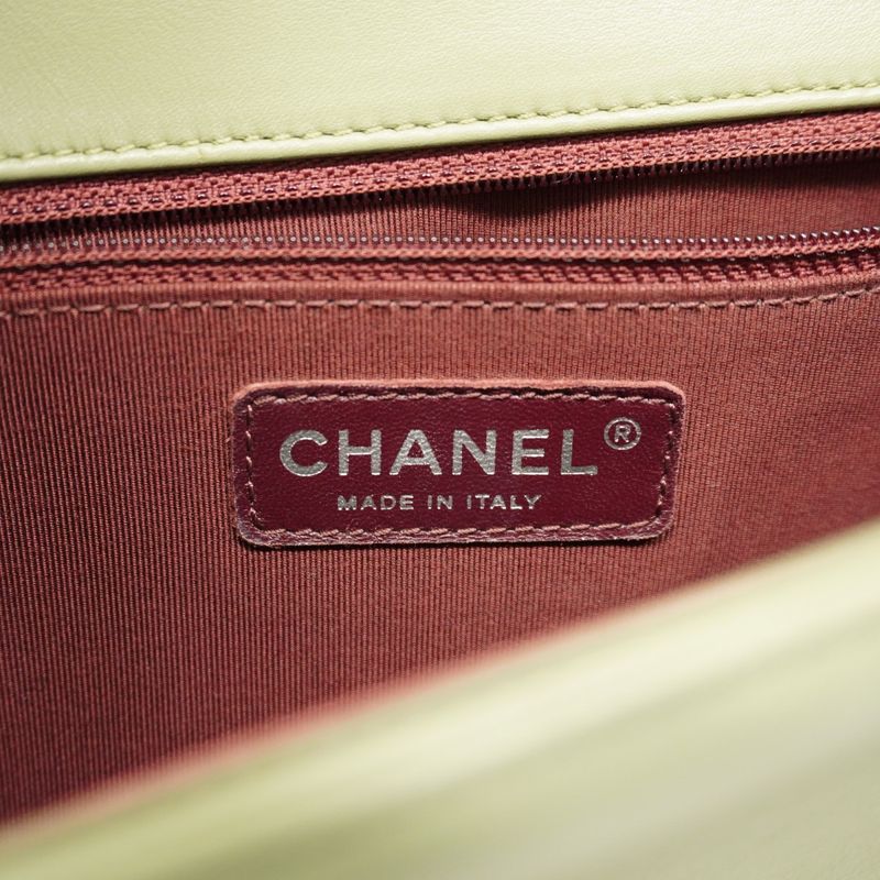 Chanel Shoulder Bag Boy Chanel/v-stitched Lambskin Green Silver Hardware Women