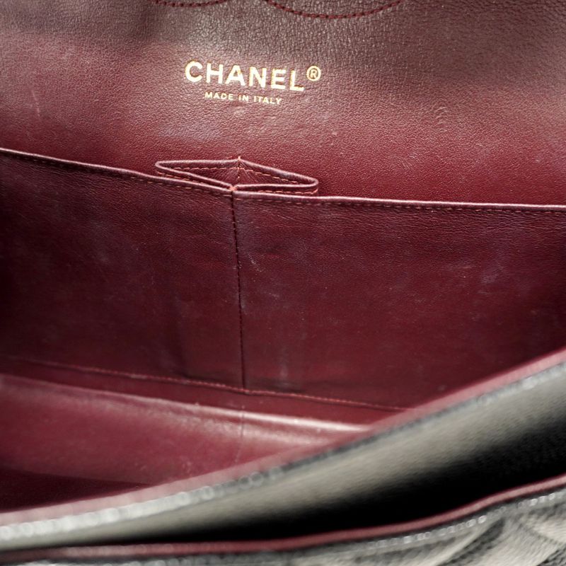 Chanel Shoulder Bag Deca Matelasse Caviar Skin Black Gold Hardware Women