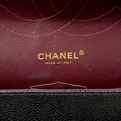 Chanel Shoulder Bag Deca Matelasse Caviar Skin Black Gold Hardware Women