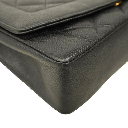 Chanel Shoulder Bag Matelasse Diana Caviar Skin Black Gold Hardware Women