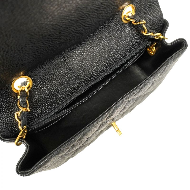 Chanel Shoulder Bag Matelasse Diana Caviar Skin Black Gold Hardware Women