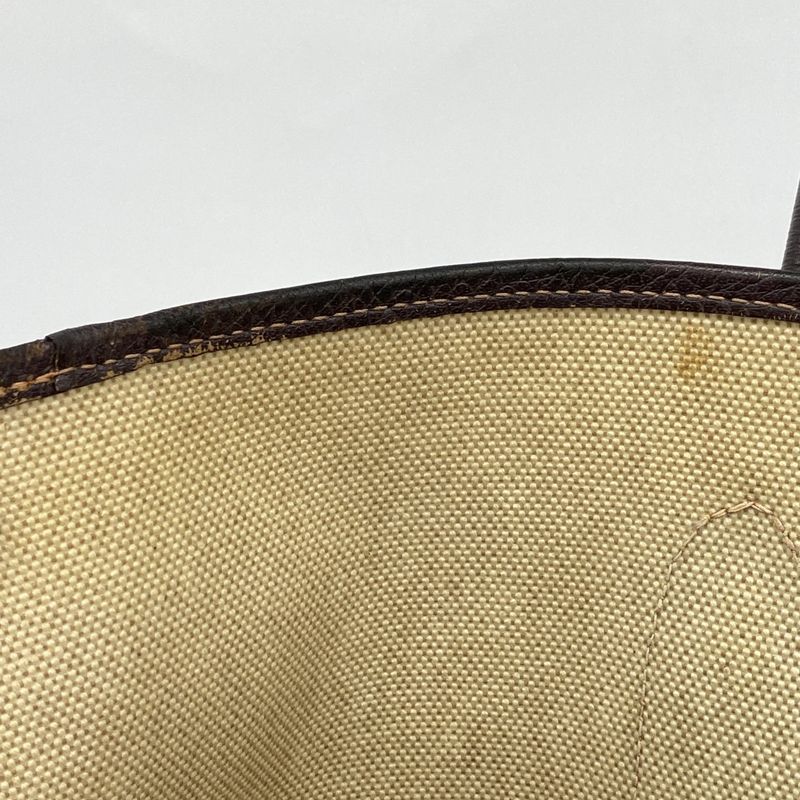 Hermes Tote Bag Garden Party PM Toile Ash Beige Silver Hardware □H Engraved