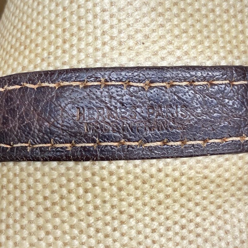 Hermes Tote Bag Garden Party PM Toile Ash Beige Silver Hardware □H Engraved