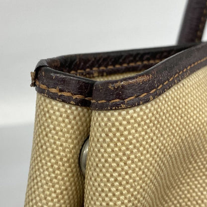 Hermes Tote Bag Garden Party PM Toile Ash Beige Silver Hardware □H Engraved